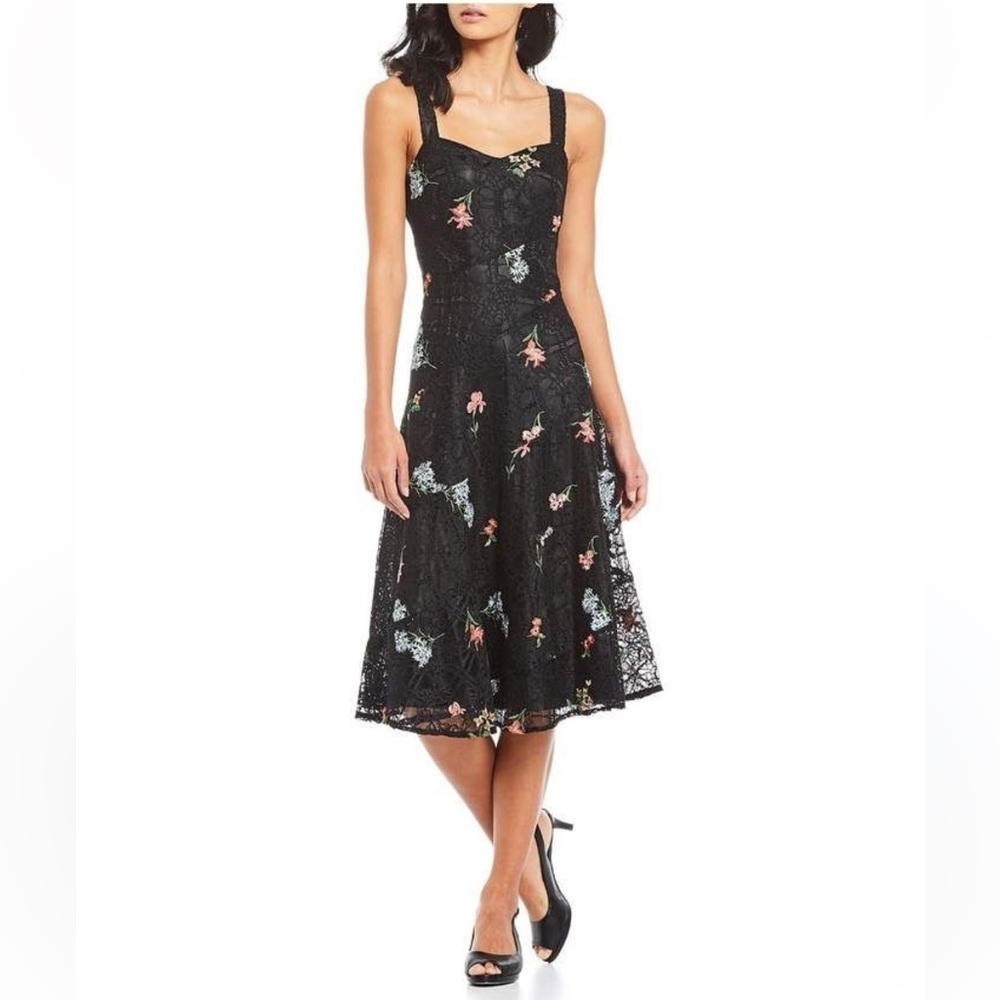 ALEX MARIE Carla Sweetheart Embroidered Floral Sleeveless Dress